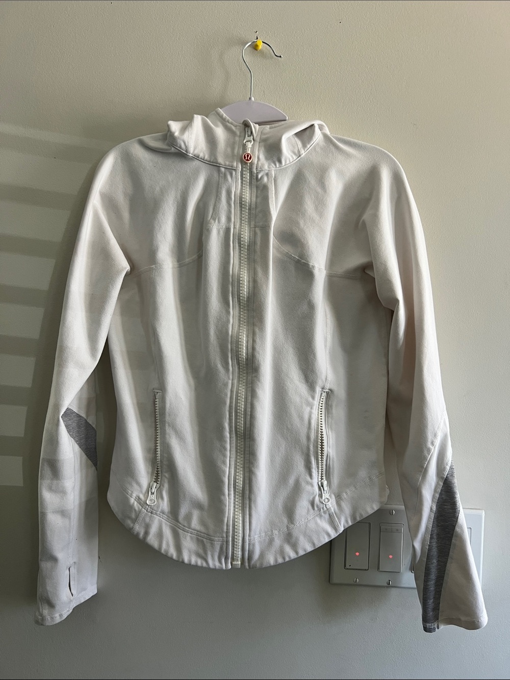 lululemon athletica White & Gray Full-Zip Hoodie Jacket